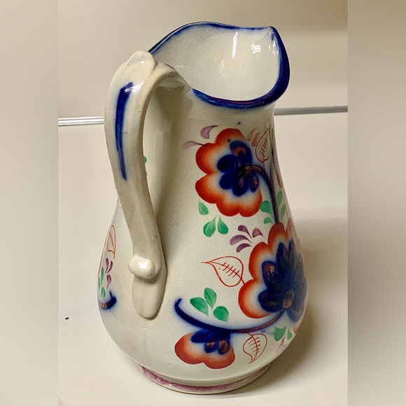 19th Century Gaudy Welsh Grape Pattern Hand Painted Luster Jug Handled Pitcher - Picture 2 of 16